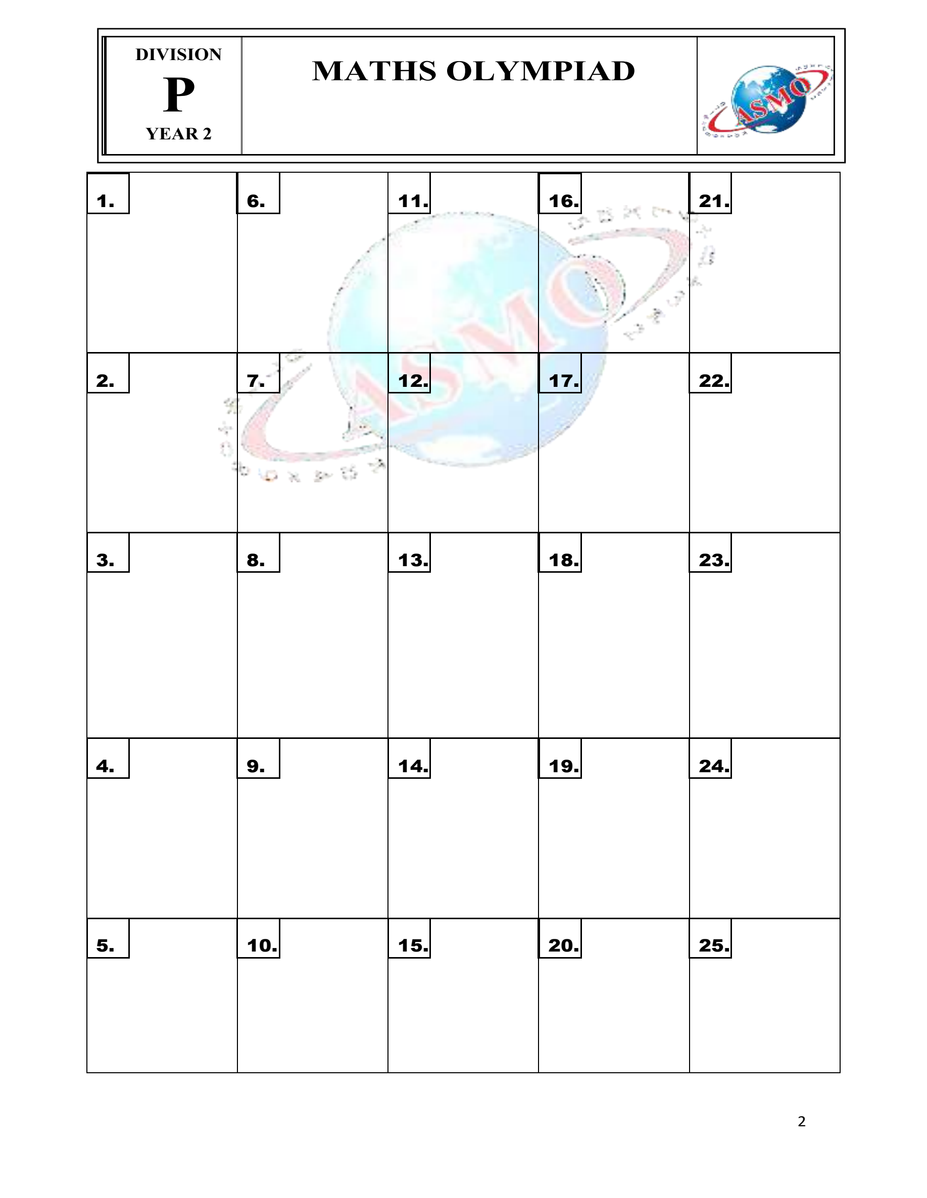 Đề thi Toán ASMO khối 2 năm 2019