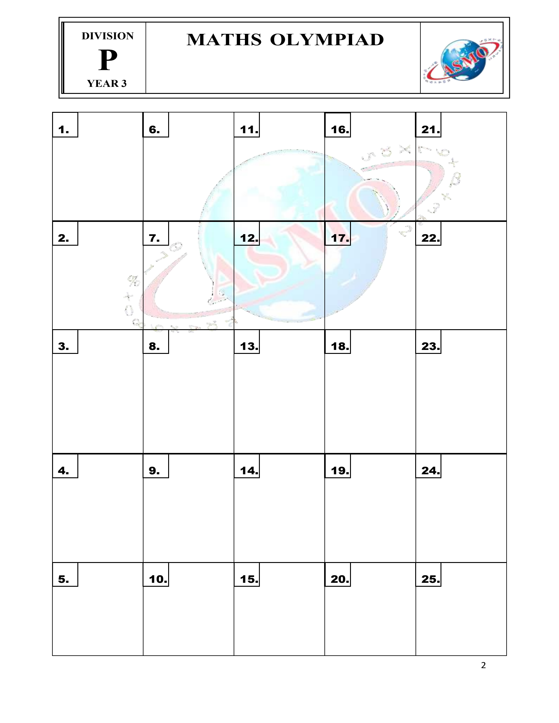 Đề thi Toán ASMO khối 3 năm 2019
